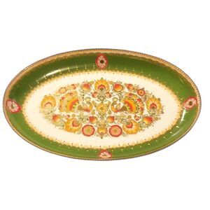 Steinbock Email Enameled Oval Dish Vintage serving dish green orange Austrian